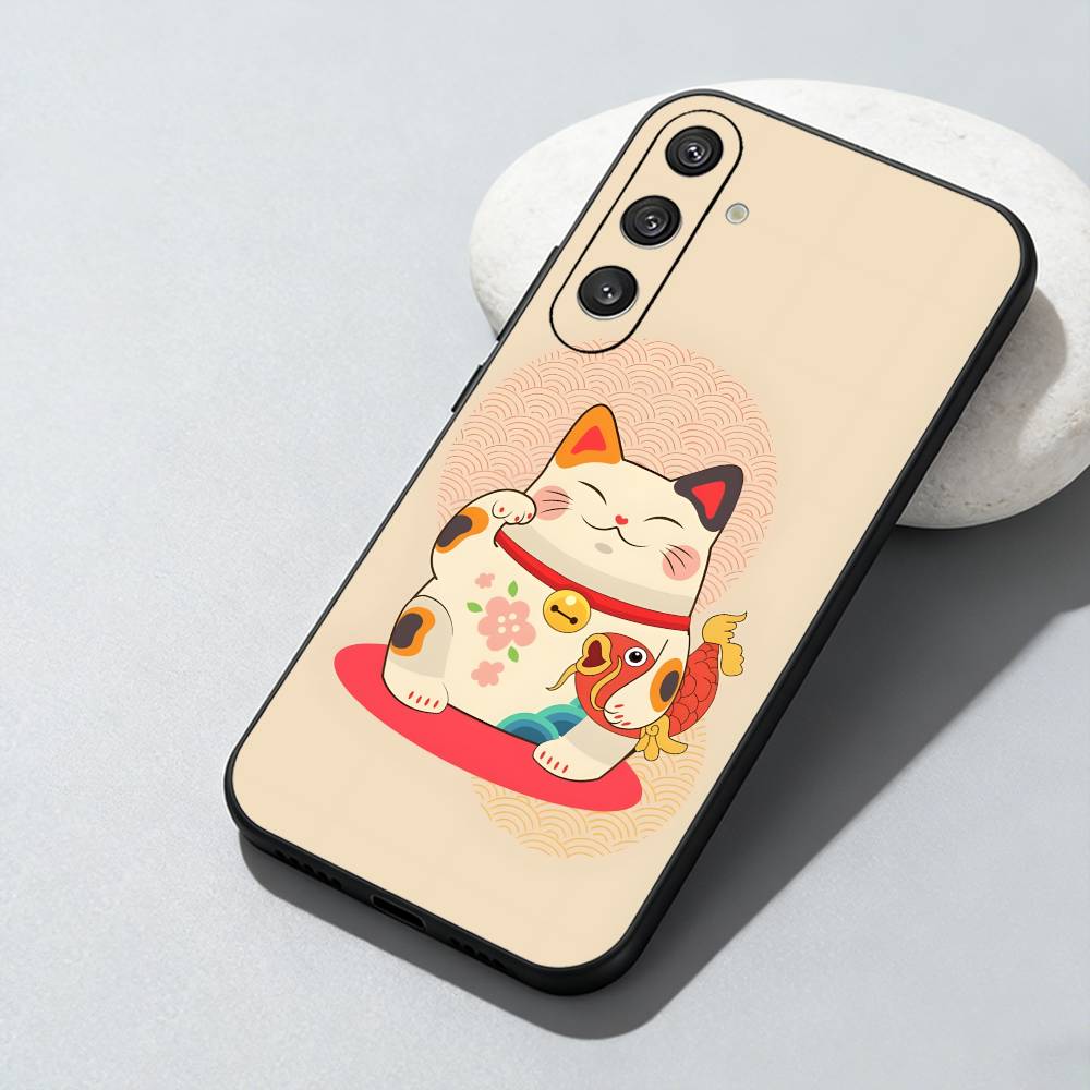 

NWE YEAR Lucky Cats Phone Case For Samsung Galaxy A73,A72,A71,A70,A52,A51 Others Soft Black Cover Samsung a22 5g