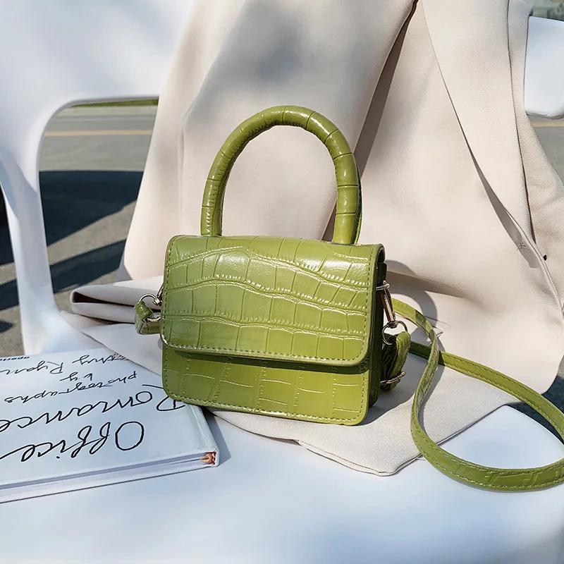 Mini Tote Bag  Crocodile Pattern Flip Messenger Crossbody Bag Female Simple Shoulder Bag Small Square Lady Handbag  New