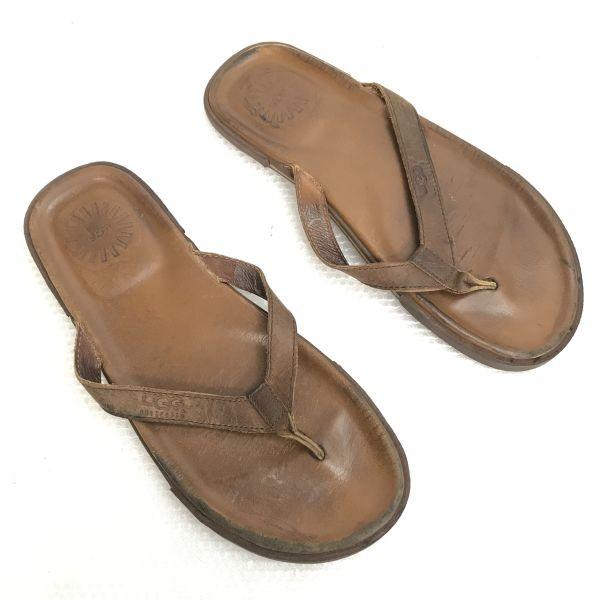 UGG Australia Leather Sandals UK9 27.5-28 Brown flat(USED)