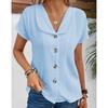 JPNTKY Women's Fashion Casual Solid Color Print V-Neck Short Sleeve Blouses & Shirts