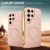 For Samsung Galaxy S25 Ultra Phone Case Carbon Fiber Textured Electroplated TPU Back Cover