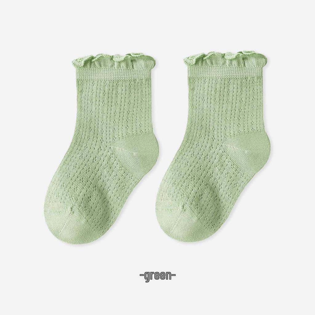Summer Mesh Baby Socks: Thin, Combed Cotton, Solid Color, Lace Cuff, Class A, for Newborns