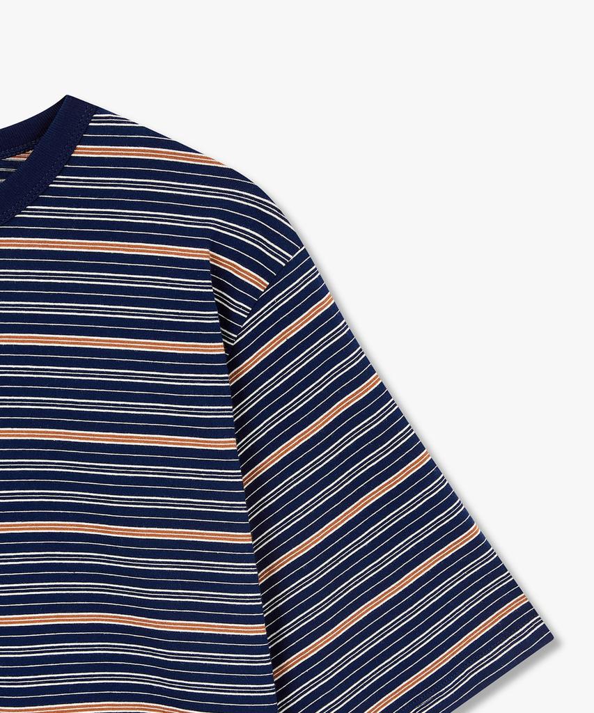STUDIO TOMBOY Multi Stripe Crop Short Sleeve T-Shirt_Navy 9176222991
