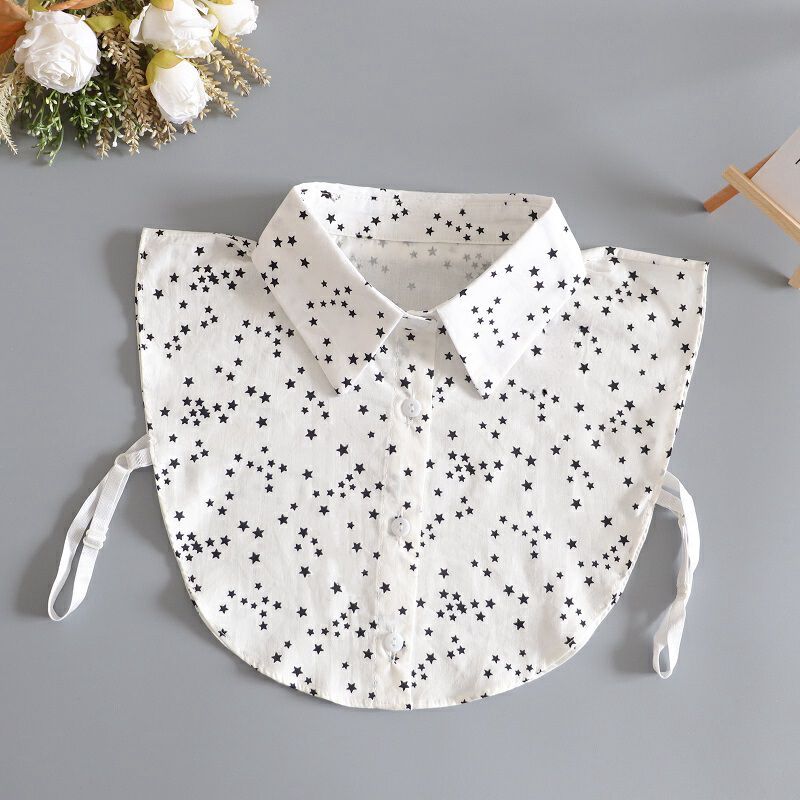 Fashion White Printed Collar Lapel Shirt Fake False Collar For Women Black Detachable Collars For Women Half Shirt Faux Col Tie