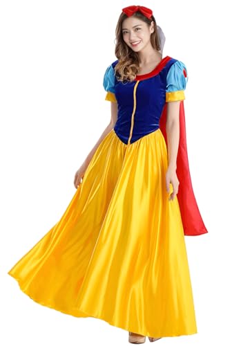 R-Dream Snow White Cosplay Costume, Plus Size, Adult Men's and Women's Dress, Halloween Costume, Snow White Princess Costume, Women's (XXL Size)