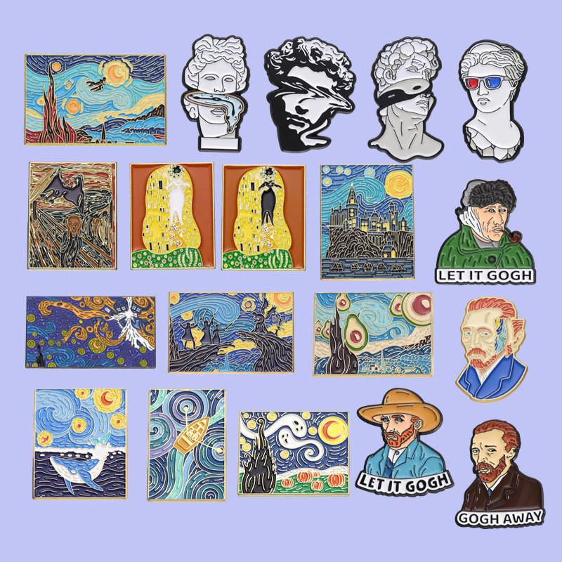 Badge Stylish Metal Brooches With Creative Character Sculptures And Colorful Artistic Finishes For Trendy Lovers Fashion