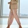 Women Satin Bloomers, High Waist Wide Leg Trousers, Pure Color Loose Fit Flowing Pants for Office Date Night Casual Daywear