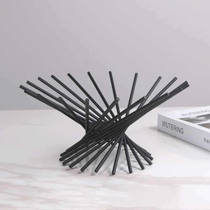 Modern Model House Metal Lines Diverging Fruit Plate Radiating Fruit Basin Villa Hotel Living Room Decoration Tray Ornaments