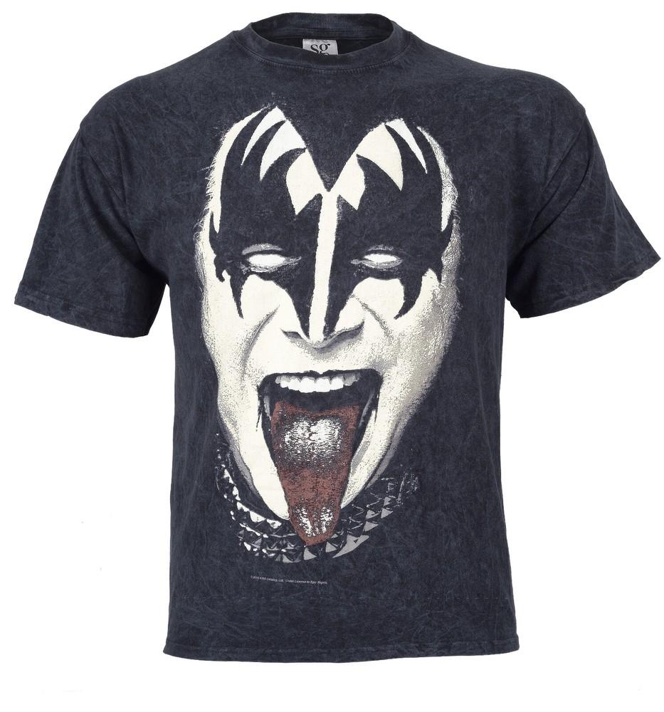 

Kiss T Shirt Gene Face Acid Wash Black New Official 4XL