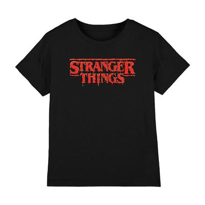Stranger Things Vörös Csepp Logo Gyerek Póló 7-13 Év, Fekete