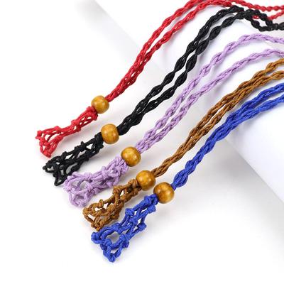 Natural Stone Mesh Pocket Woven Necklace Pendant Adjustable Telescopic Mesh Pocket Hand Woven Mesh Support N664