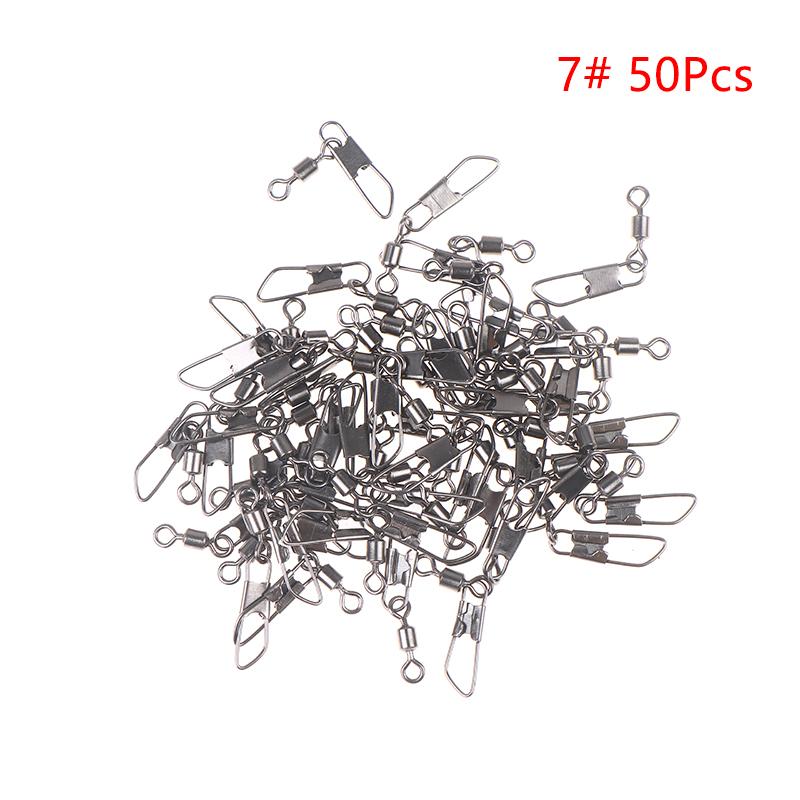 American 50-Piece Swivel Pin Connector Hooks, Size 1#-14#, Rolling Bearing, Carp Type A Fishing Tackle