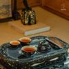 Wanqiantang Edenus Lacquer Red Glaze Travel Tea Set (1 Pot, 3 Cups)