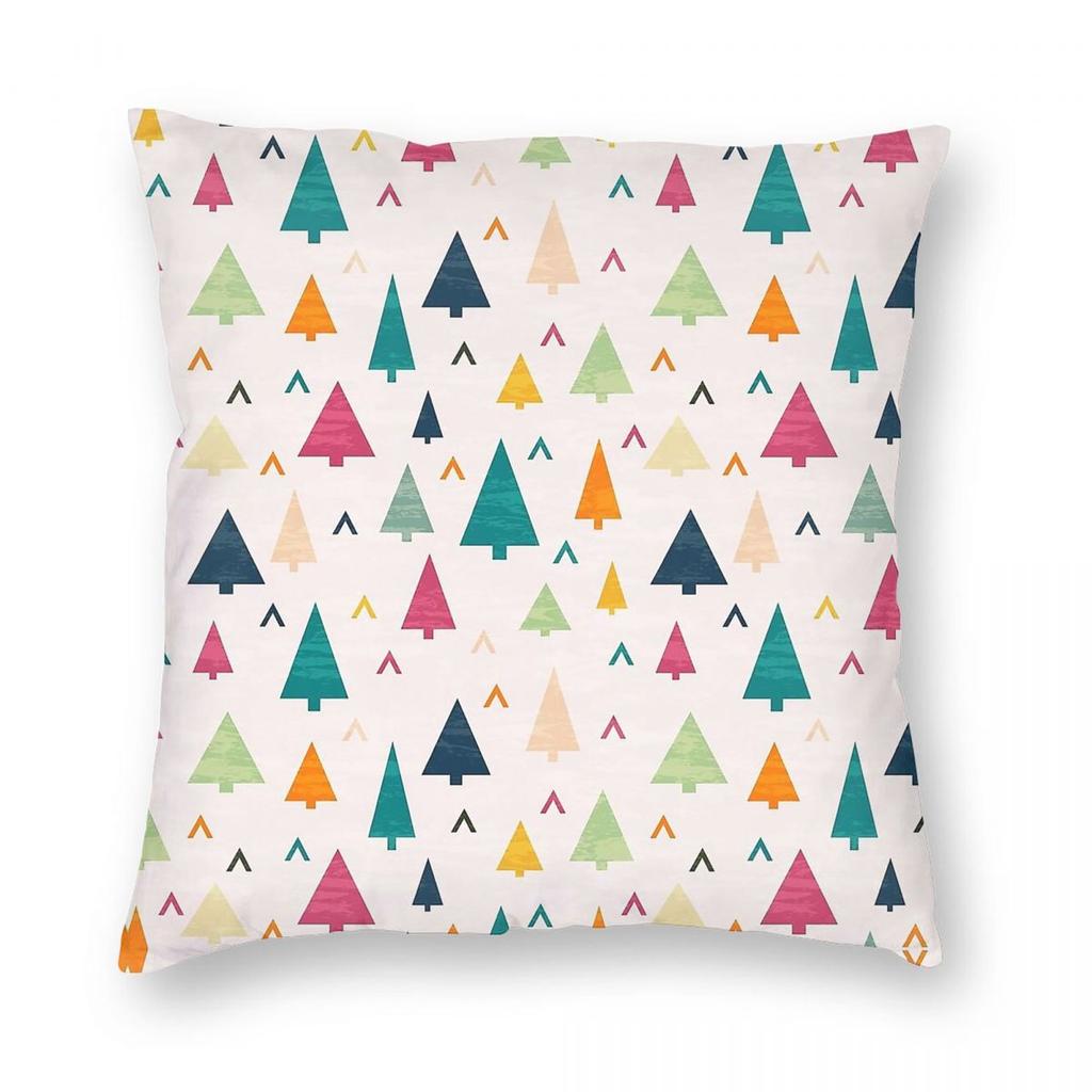 Christmas Tree Square Pillowcase Polyester Linen Velvet Creative Zip Decor Pillow Case Home Cushion Cover 45X45