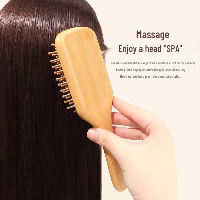 Nan Bamboo Air Cushion Comb - Scalp Massage & Fluffy Styling with Customizable Logo