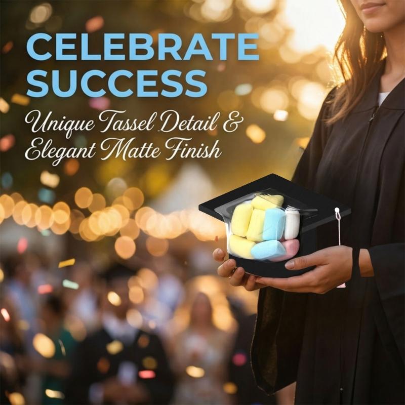 Pack Of 1/5/10/30 Graduation Cap Candy Cards With Plastic Dome And Tassels For Party Favors And School Celebration