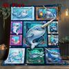 Whale Art Gallery 2D Flat Pattern Flannel Blanket, High Quality All Seasons, Home Decor, Warmth and Comfort, Perfect for Christmas Gifts.