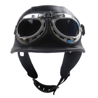Retro Matt Black Motocicleta Meia Face Capacete Motociclista Scooter Com Viseira Solar Óculos UV Cafe Racer