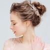 SLBRIDAL Handmade Golden Austrian Crystals Rhinestones Flower Leaf Wedding Hair Clip Barrettes Bridal Headpiece Hair Accessories