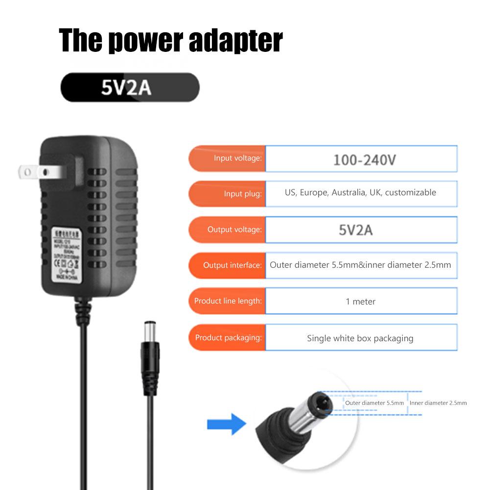 US Standard Power Adapter Sound DC 5V 2A Speaker Charger Round Head Power Charging 1m Cable Rou Q5I0
