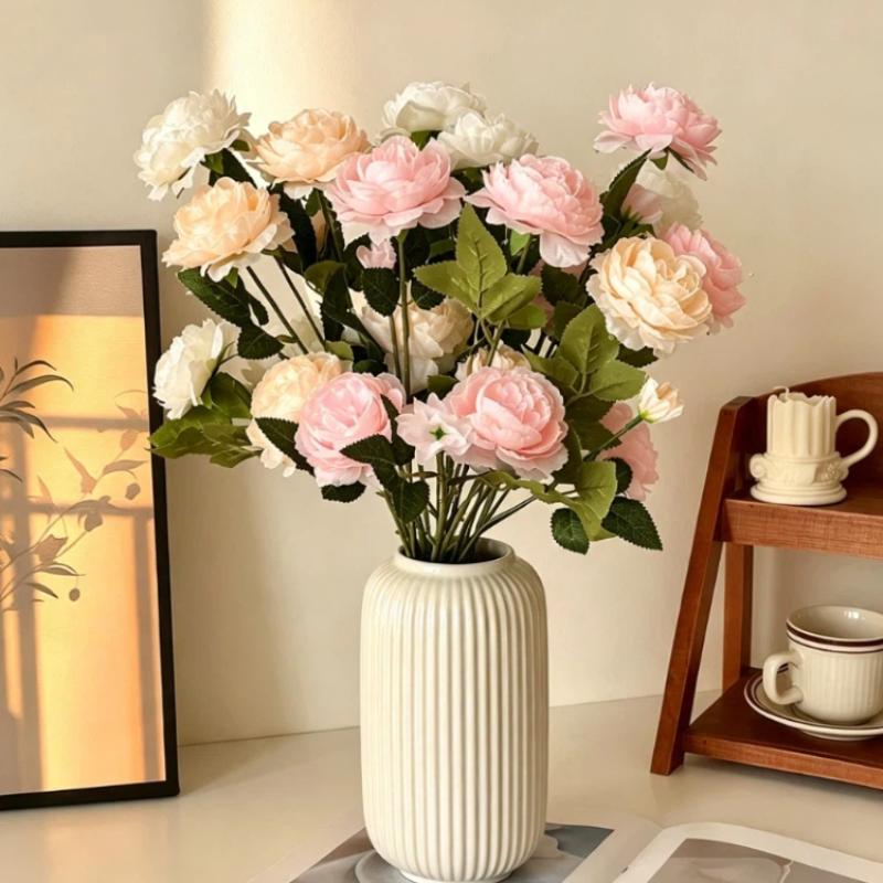 Artificial Silk Peonies Bouquet 4/8Pcs Non-Fade Fake Flowers for Wedding Outdoor Yard Home Party Decoration