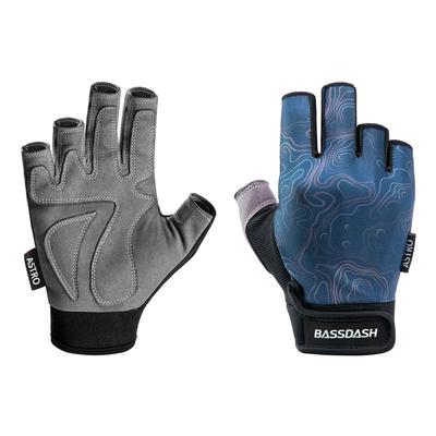 כפפות דיג ASTRO של Bassdash, חיתוך 5 אצבעות, נושמות, מונעות החלקה, יוניסקס, אפור, 4 מידות (S, M, L, XL) (פיתיון קונטור, M)