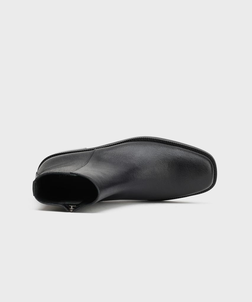 Firenze Atelier [Vibram] Minimal Semi-Square Zip-Up Boots 7430-Z [Crack Black]