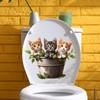 Playful Kitten Toilet Seat Sticker Waterproof Self-Adhesive Removable Decal for Bathroom WC Decoration