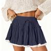 Women's Fashion Solid Color Splicing Cake Skirt Lace Lace High Waist A-line Half Length Short Skirt