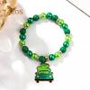 Shamrock Bracelet St. Patricks Day Irish Beaded Jewelry with Glass Beads And Charms Lucky Charm Bracelet for Festive Celebrations Elastic Clover