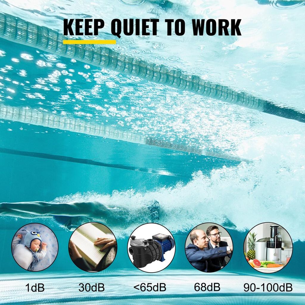 Pompă Piscină 1 CP, 15000 L/h 750W Pompă Piscină Pompă Piscină Îngropată/Supraetajată cu Coș de Filtrare Motor Pompă Piscină pentru Apă Curată în Piscină 1.97"