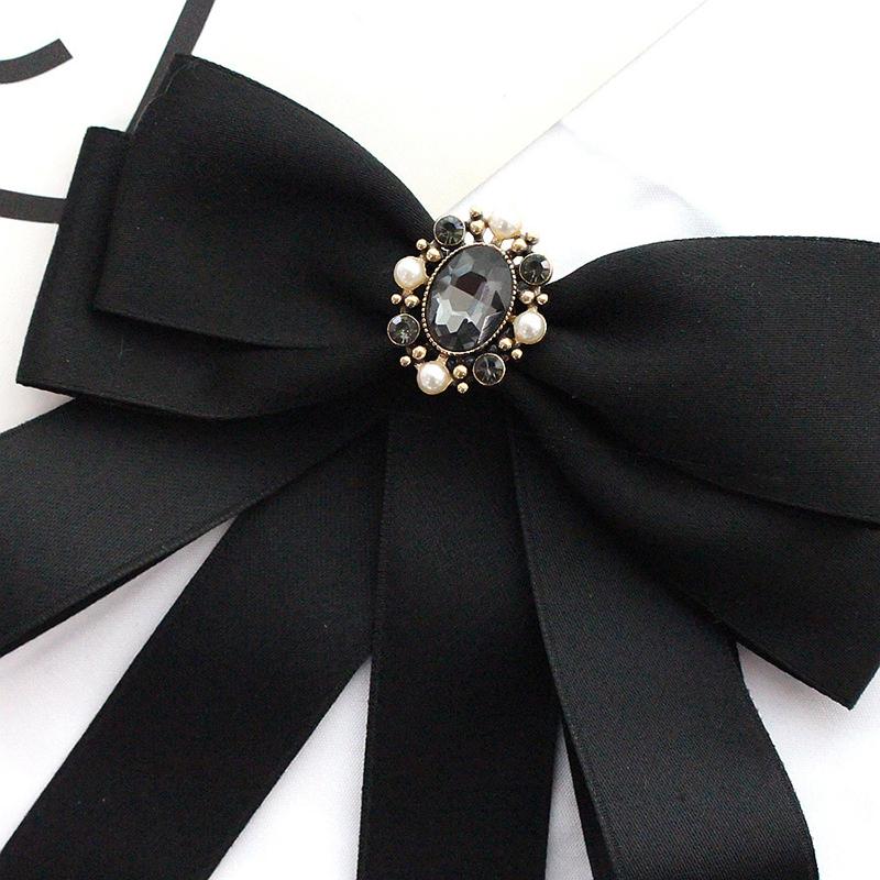 Shirt Bow Brooch Tie Women'S Black College Student School Uniform Graduation Temperament Collar Pin
