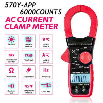 Bluetooth Remote Connection Clamp Multimeter, AC/DC 2000A Voltage/Current/Power Tester with NCV, 6000 Counts True RMS Multimeter