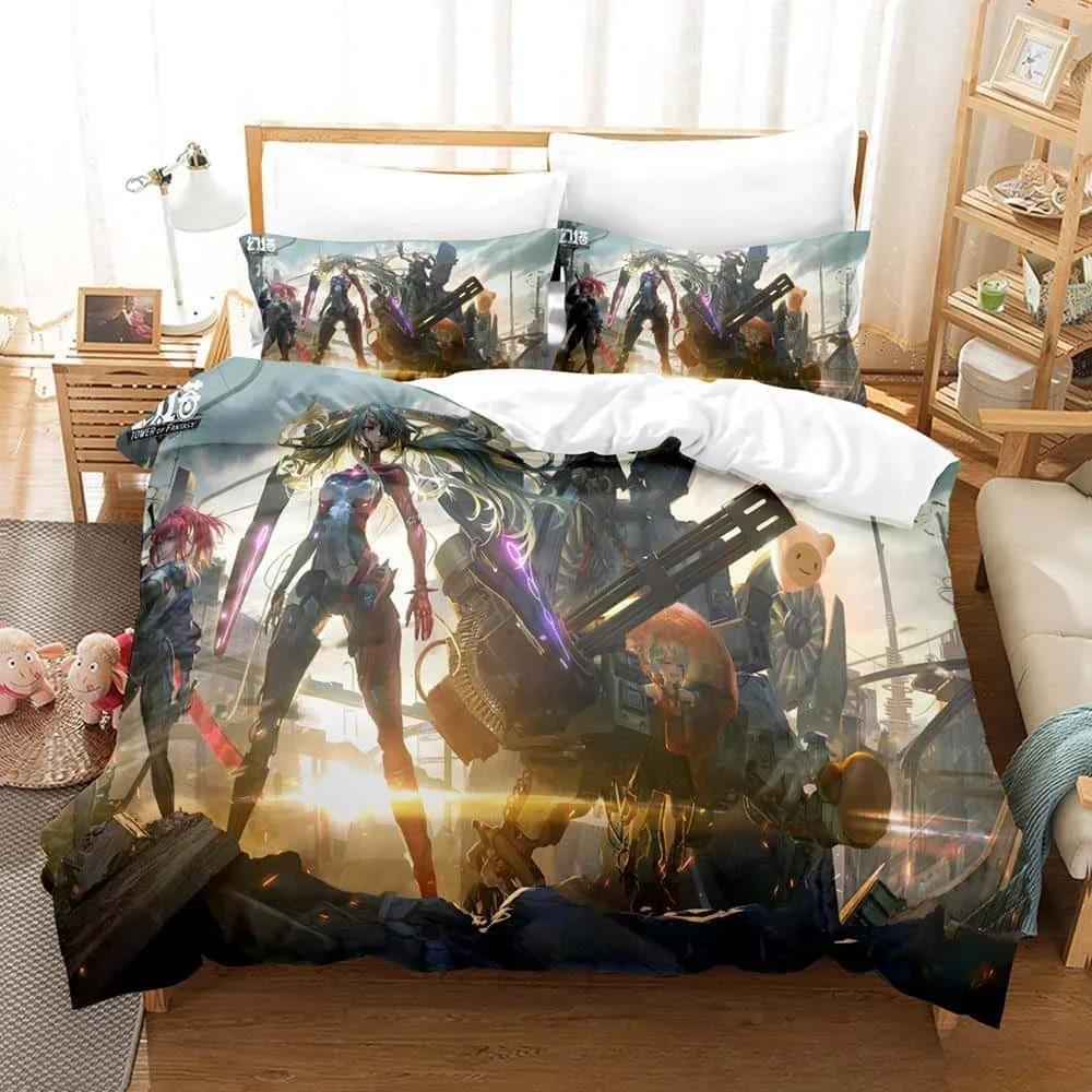 3D Printing Game Tower of Fantasy Anime Bedding Set Single Twin Full Queen King Size Bed Set Adult Kid Bedroom Duvetcover Sets