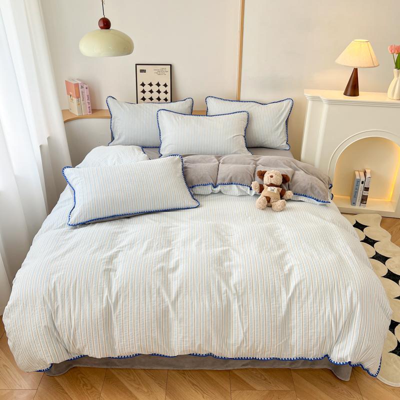 

Зимний комплект пододеяльников, комплект стеганого одеяла Ins Style A-Class, 100% хлопок, молочный бархат, бархат для осени и зимы, мягкий и теплый for 1.2m 3pcs