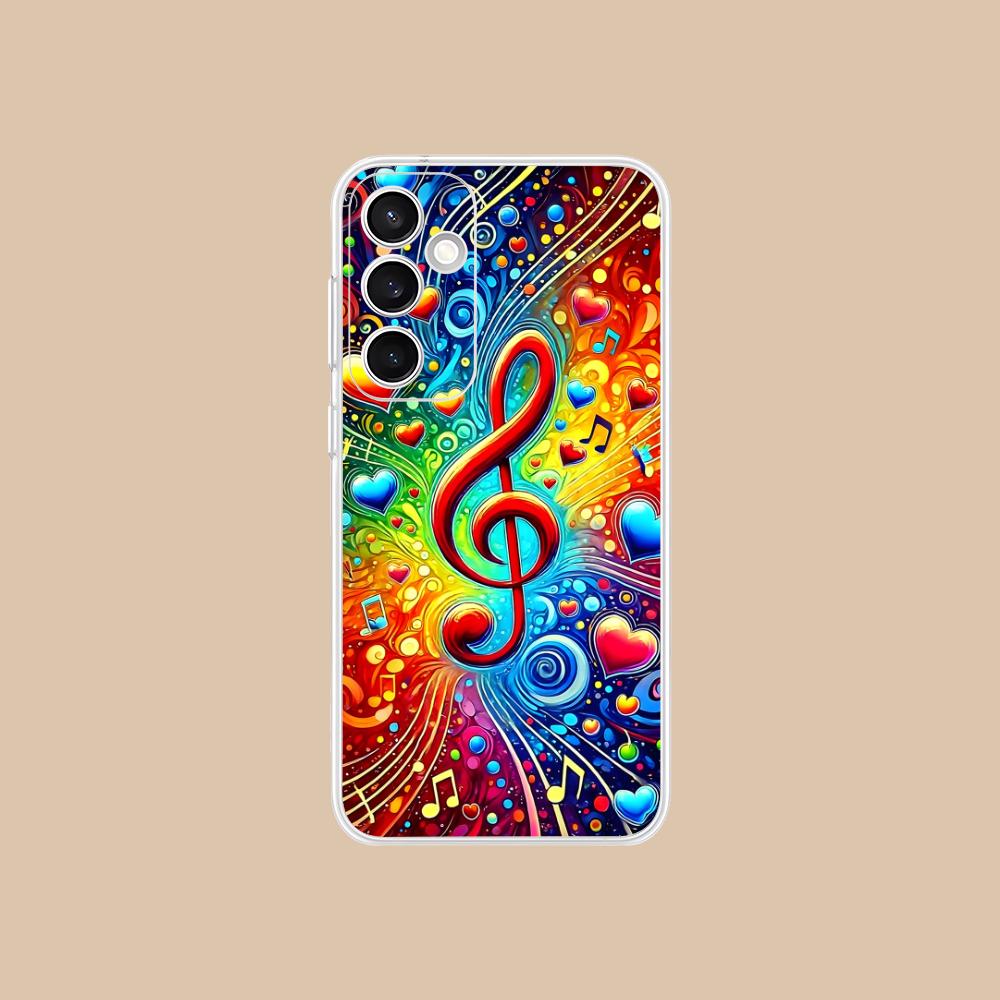 Musical Note Staff Mobile Phone Case for Samsung Galaxy S25 S24 S23 S22 S21Plus FE Ultra Clear Colorful Cover Smartphone Cover