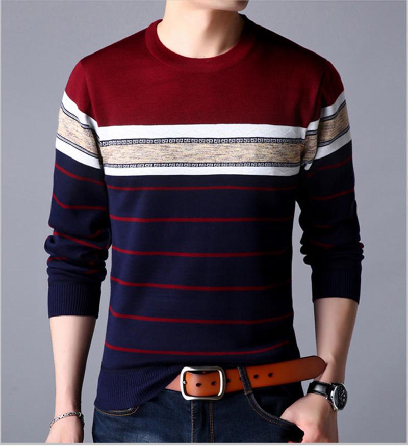 Men's Thermal Knitted Sweater - Plus Velvet, Round Neck, Thick Autumn/Winter Wear