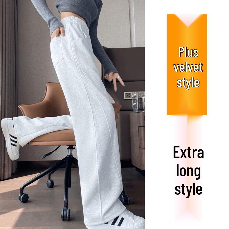 

Women s Plum Purple High-Waist Wide-Leg Fleece-Lined Sweatpants, Autumn/Winter 2026 Sports Style XXL