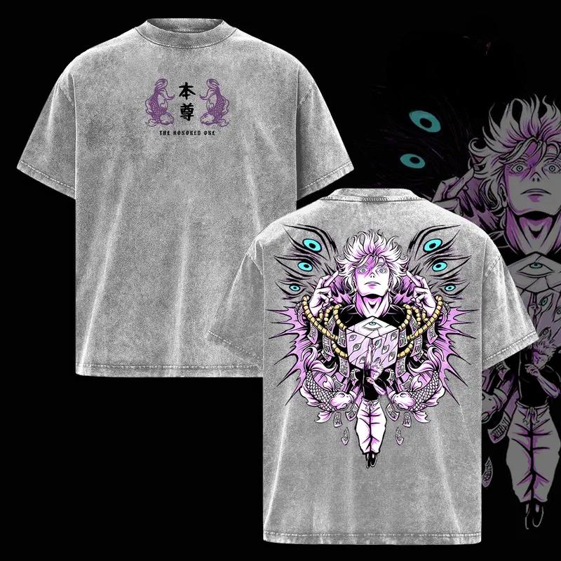 Hot Anime Jujutsu Kaisen Gojo Satoru Print T-shirt Men Women Tshirts Casual Cotton Clothing Retro Washed T Shirt Harajuku Tops