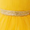 European Newborn Sequined Off-Shoulder Birthday & Christening Gown with Frilled Long Train Skirt