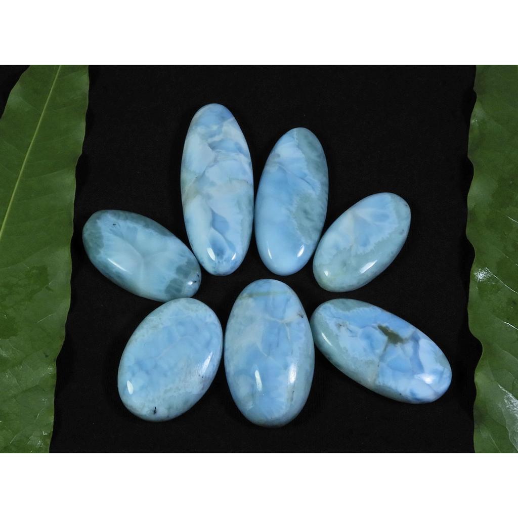 19X25-15X40MM Natural Larimar Pectolite Oval Cabochon Loose Gemstone 7Pcs C-59
