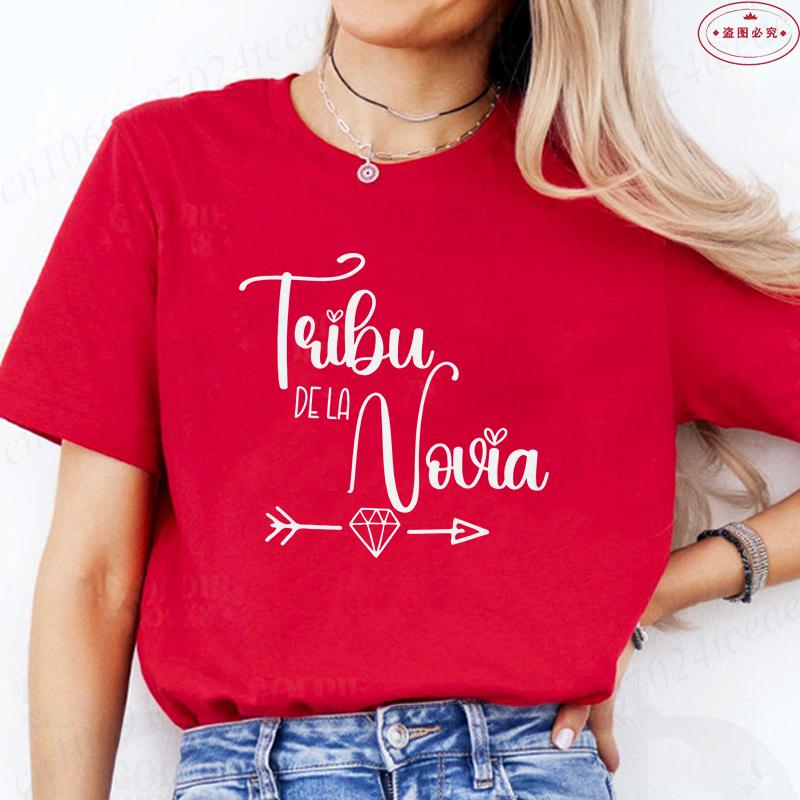 

Fashion Spanish Team Bride Squad T-shirt Bridal Shower Wedding Y2k Tops Woman Bachelorette Hen Party Tees Short Sleeve Shirts S