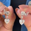 Huitan Elegant Lady Heart Zirconia Pendant Earrings Female Wedding Delicate Butterfly Accessories for Engagement Party