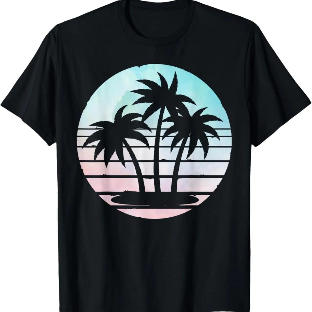 Beach Palm Trees Summer Vibes Retro Tropical Summer T-Shirt