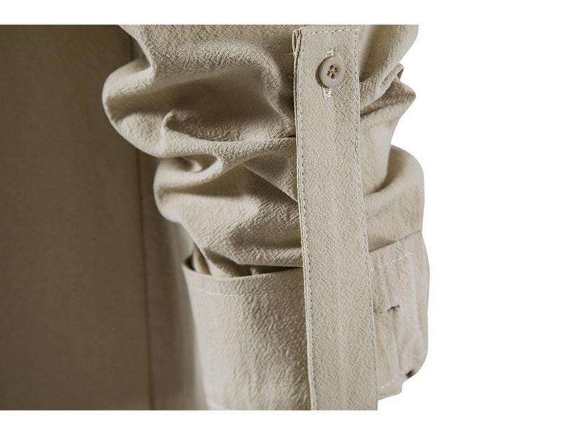 2024 Herren Baumwolle Henley Hippie Lässig Strand Langarm Stehkragen Hemd A275