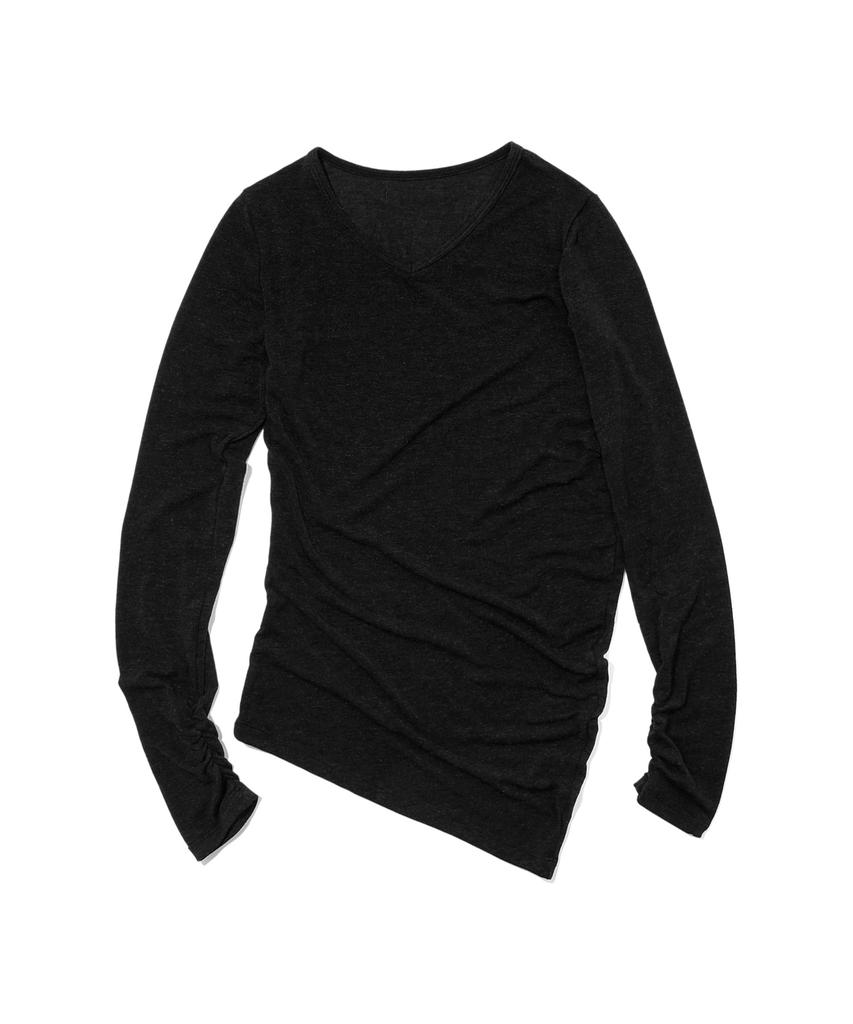 KIJIKO Ke311. Curved Sheer Tee Charcoal