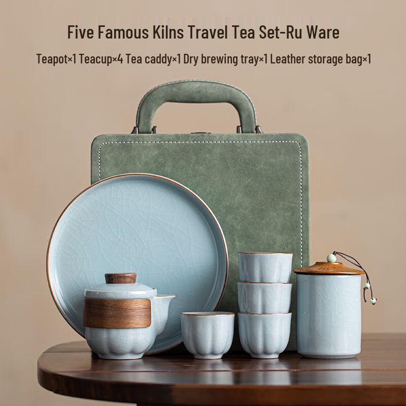 Ru Kiln Ceramic Portable Travel Tea Set