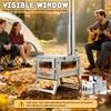 Foldable Camping Stove, Stainless Steel Portable Wood Burning Stove, Tent Stove with Visible Window, Adjustable Vent & Multiple-Section Pipe for