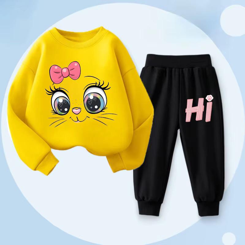 Girls' Spring Hoodie & Long Pants Set - Casual Two-Piece Outfit