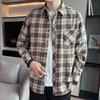 Autumn Men's Plaid Shirt Long Sleeve Casual Shirts Button Down Regular Fit Work Shirts